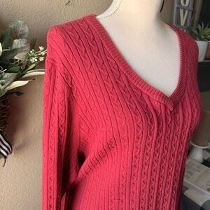 Basic Editions Women's V-Neck Sweater in Rich Red